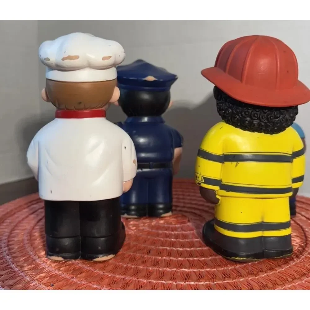 4 Early Learning Toys Soft Vinyl Plastic Community Town Workers 6.5